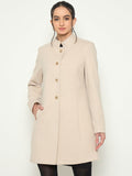 Madame stand Collar Off White Long Coat