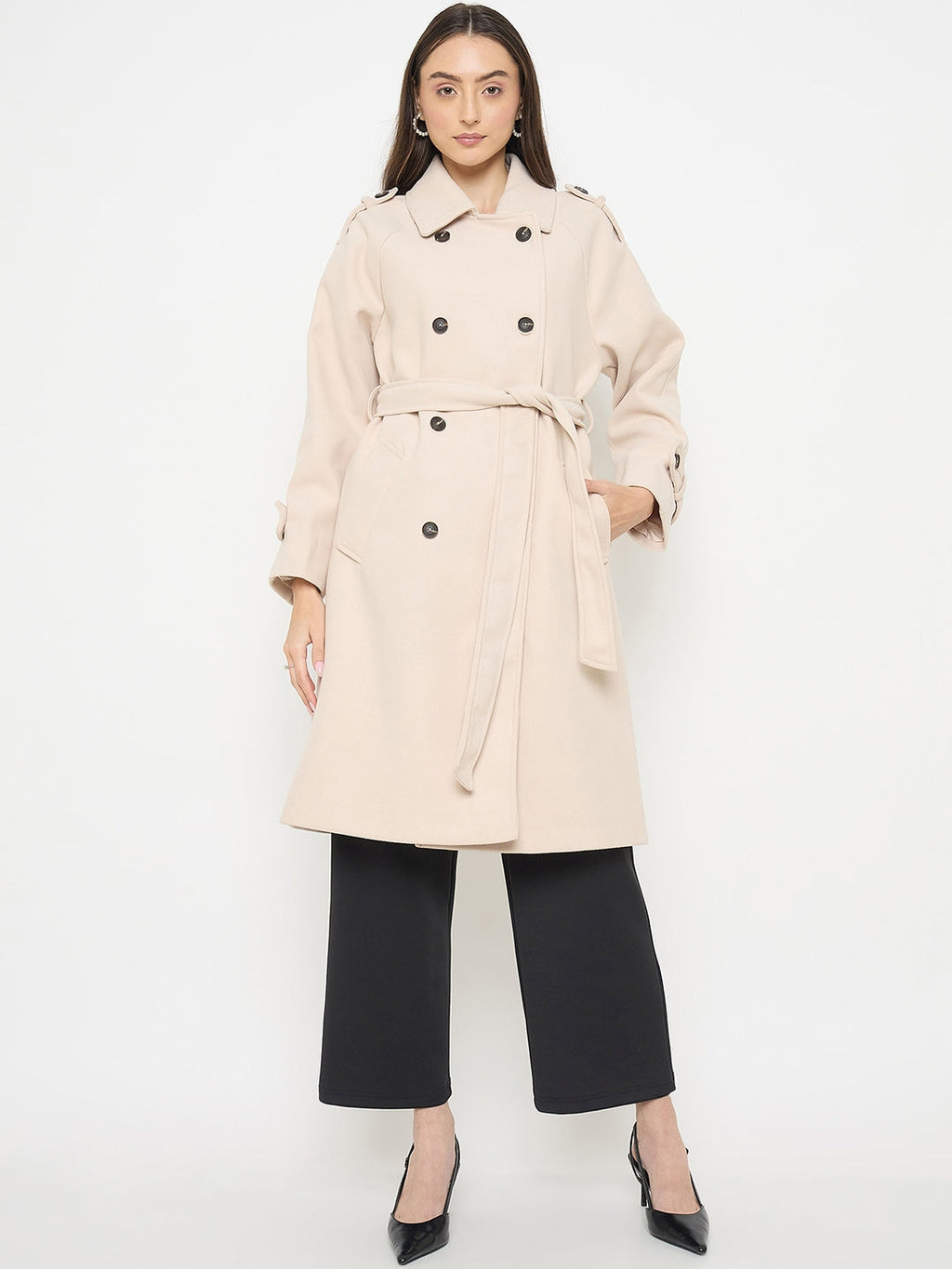 Madame Stand Collar Off White Long Coat