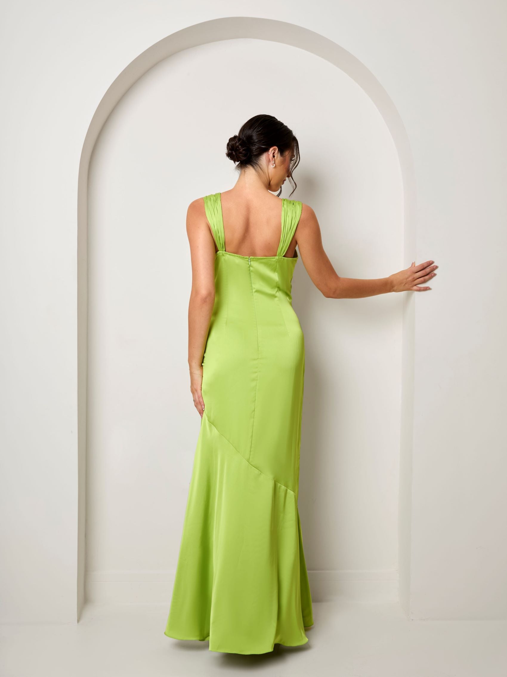 Satin Maxi Dress in Green