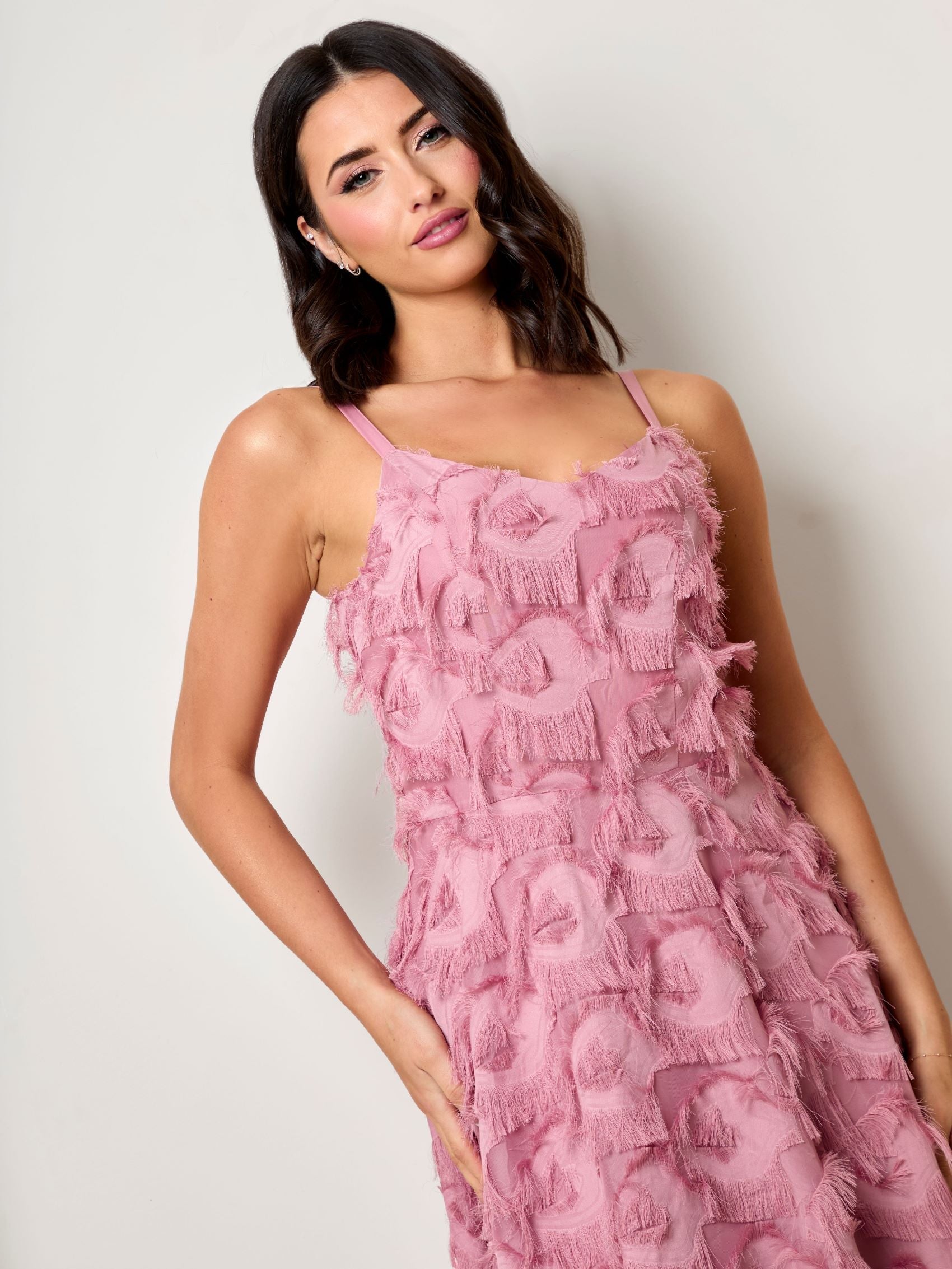 Sleeveless Fit and Flare Dress in Pink