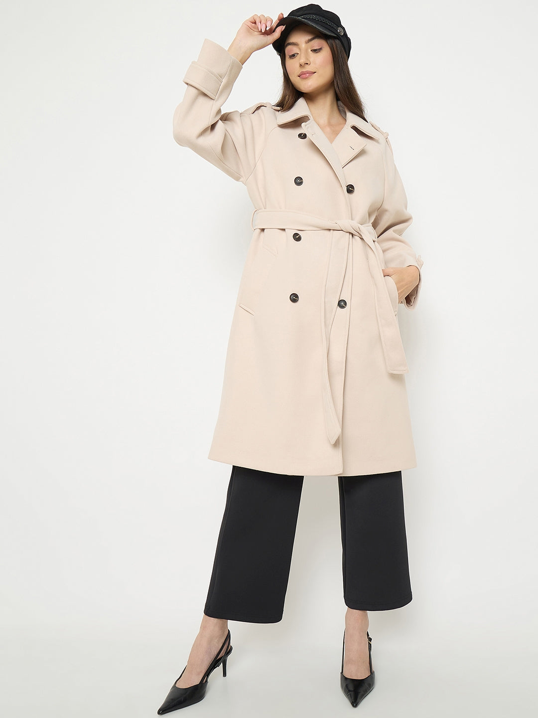 Madame Stand Collar Off White Long Coat