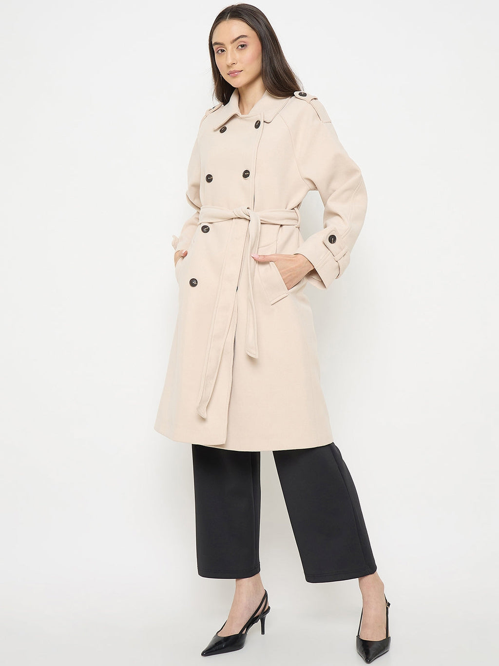 Madame Stand Collar Off White Long Coat