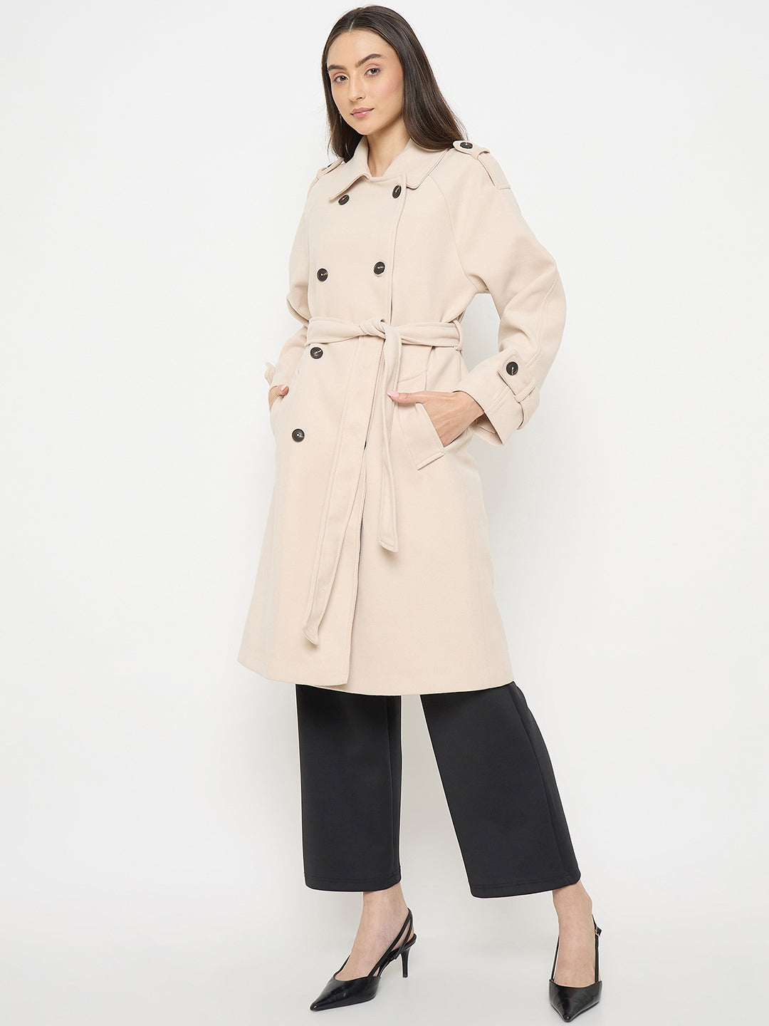 Madame Stand Collar Off White Long Coat