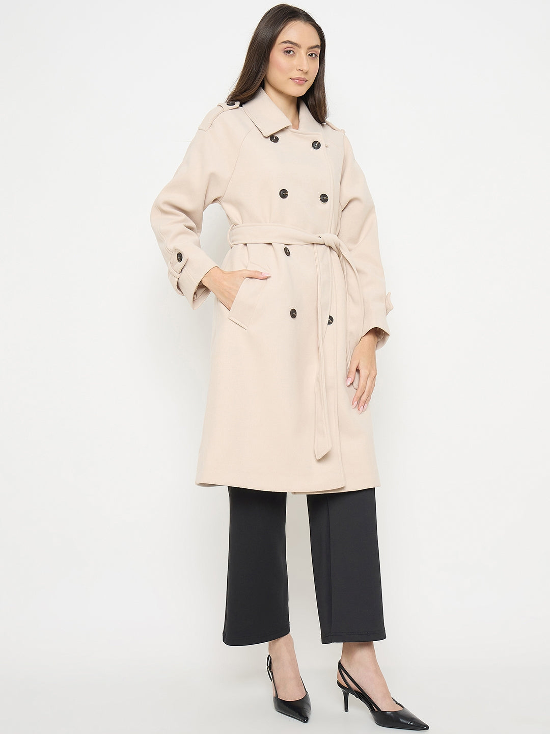 Madame Stand Collar Off White Long Coat