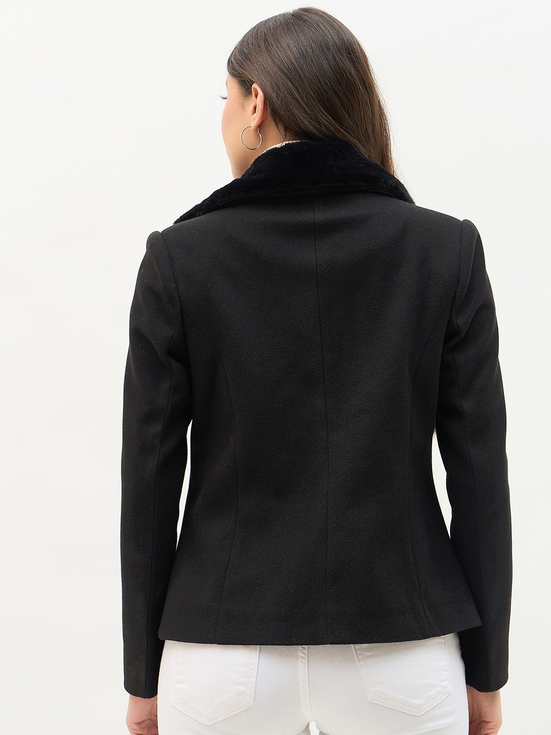 Madame Faux Fur Collar Black Coat