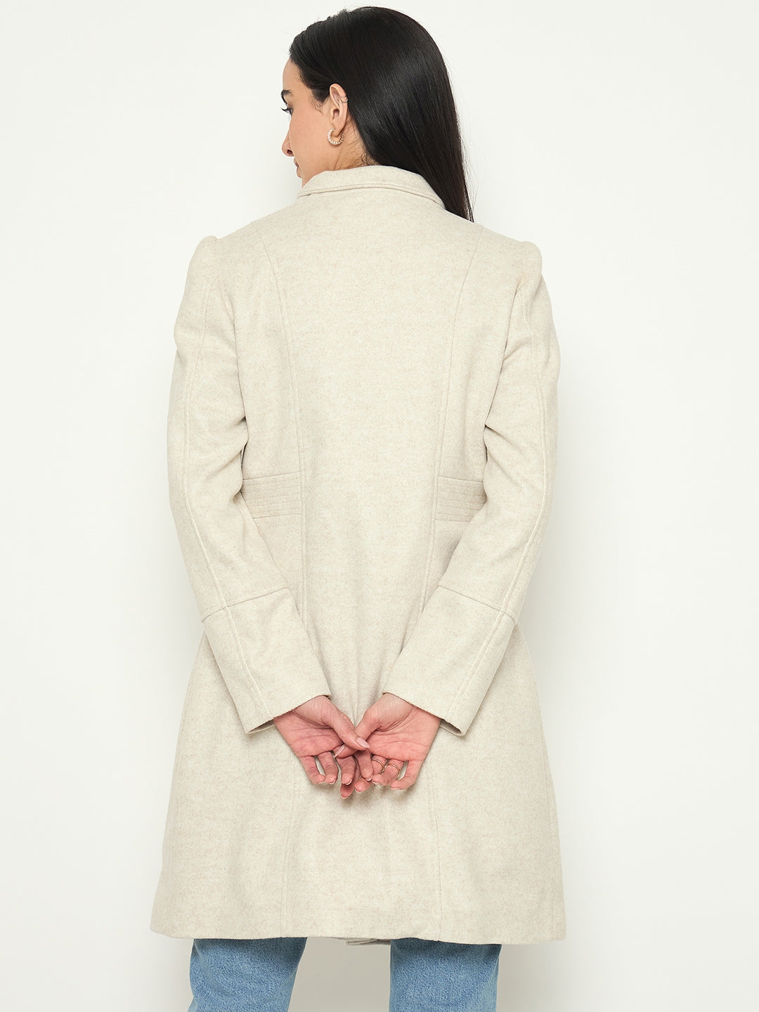 Madame Stand Collar Beige Long Coat