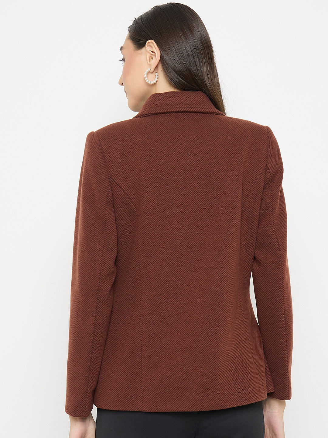 Madame Shirt Collar Brown Long Coat