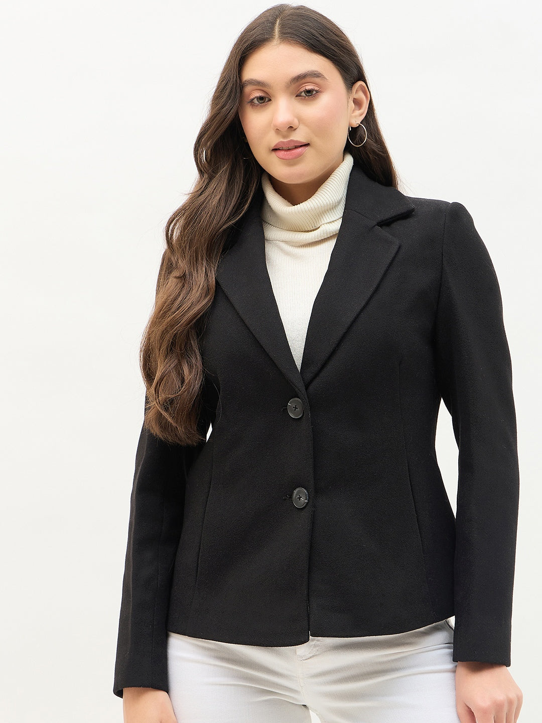 Madame Faux Fur Collar Black Coat