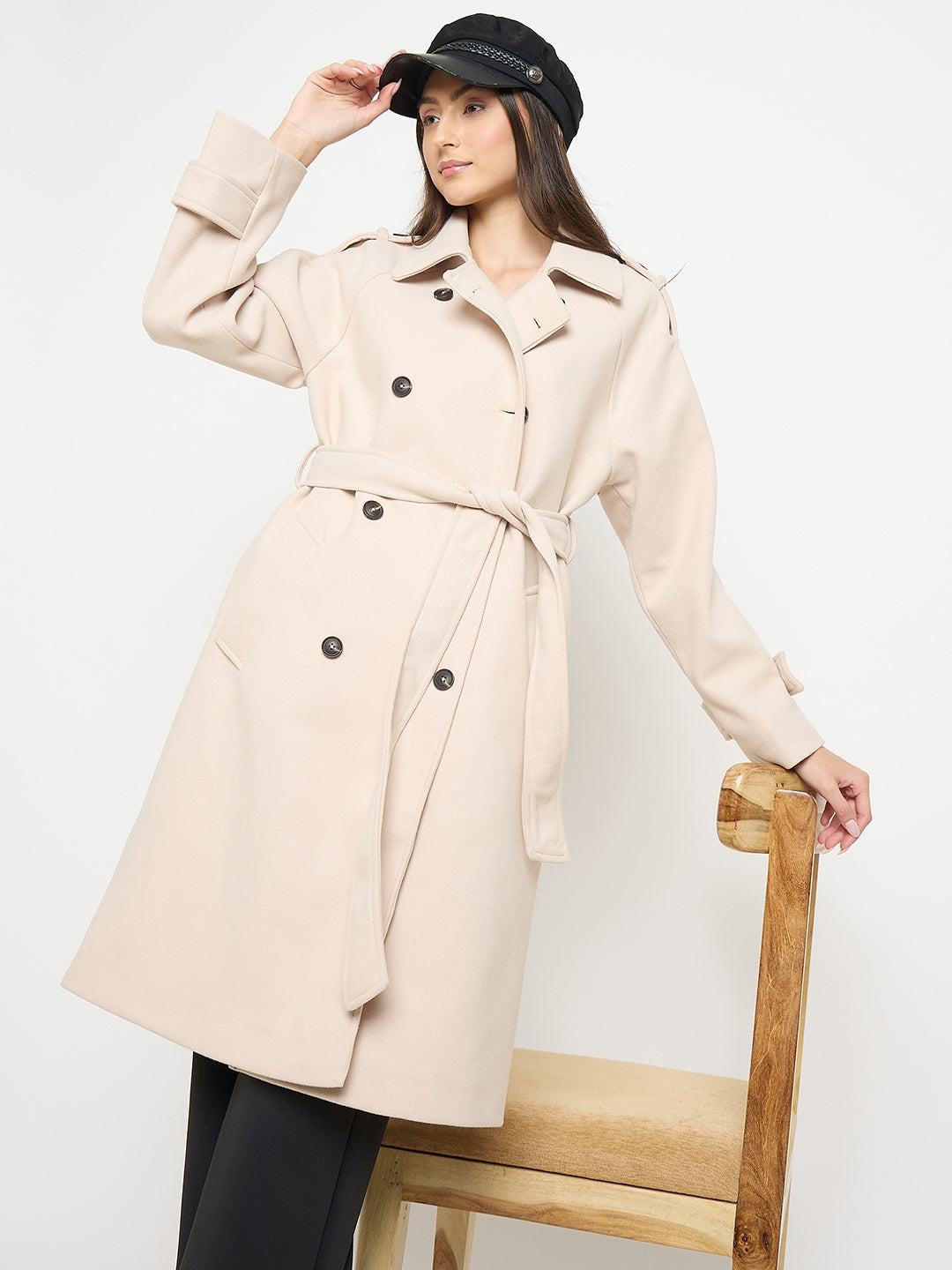 Madame Stand Collar Off White Long Coat