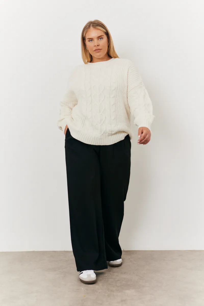 In The Style Adjustable Wide Leg Trouser in Black