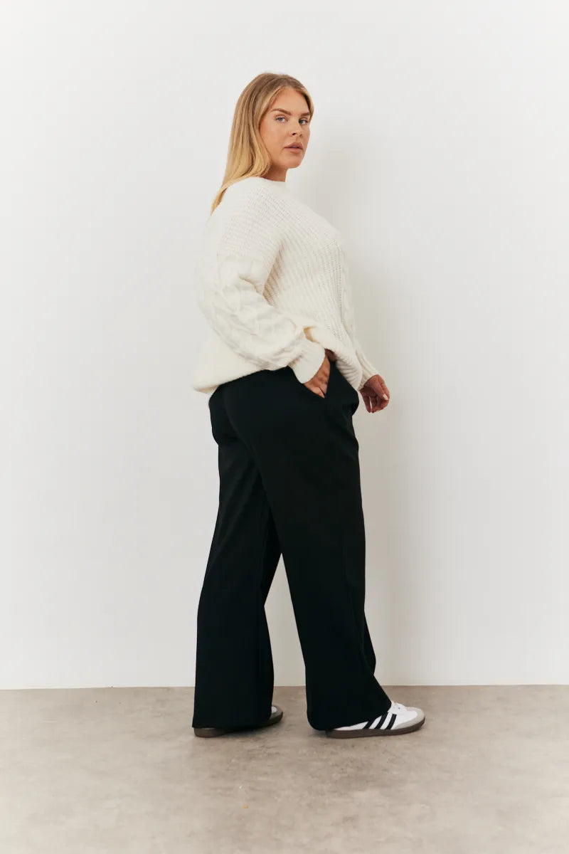 In The Style Adjustable Wide Leg Trouser in Black
