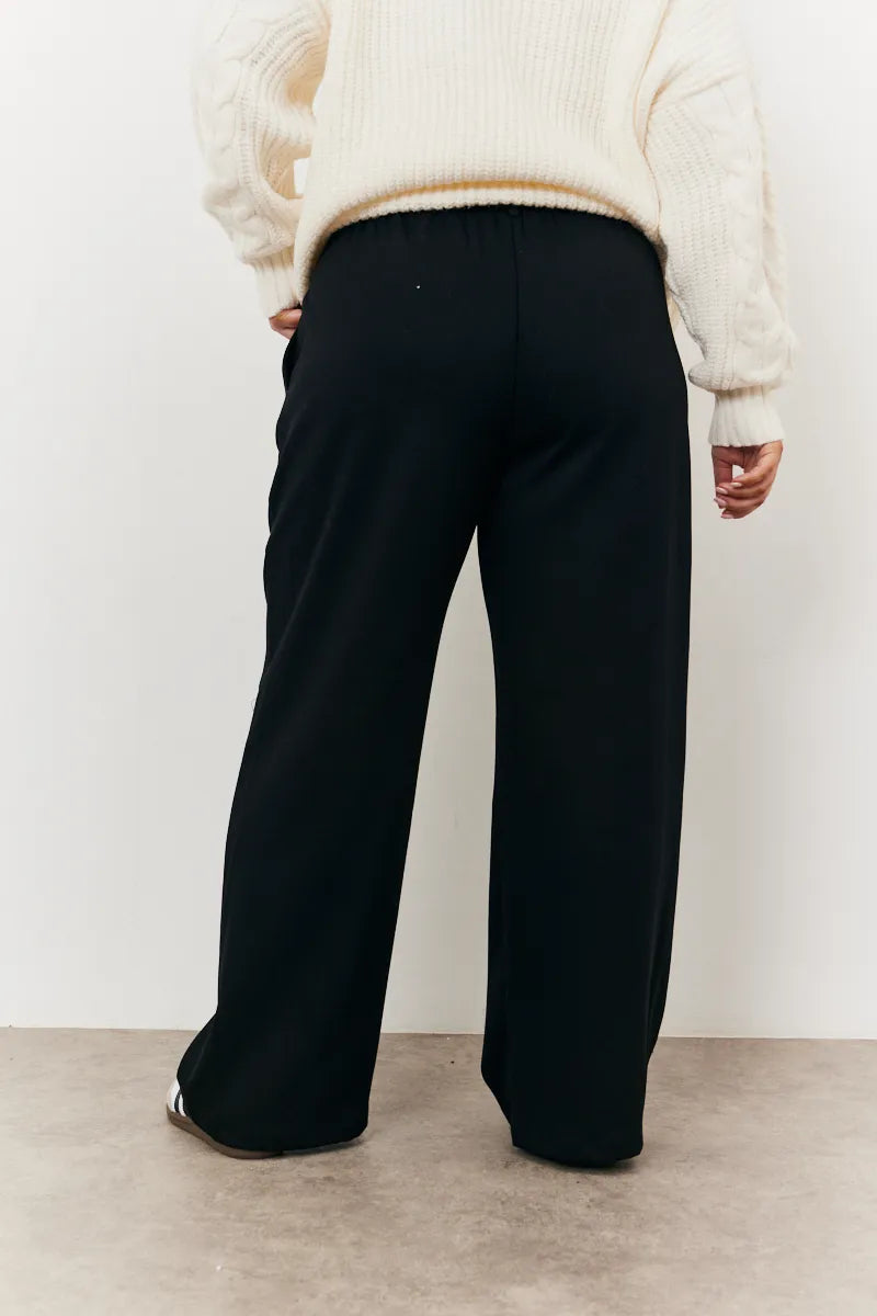 In The Style Adjustable Wide Leg Trouser in Black