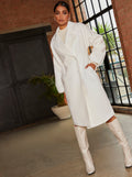Double Breasted Balloon Sleeve Coat in Cream
