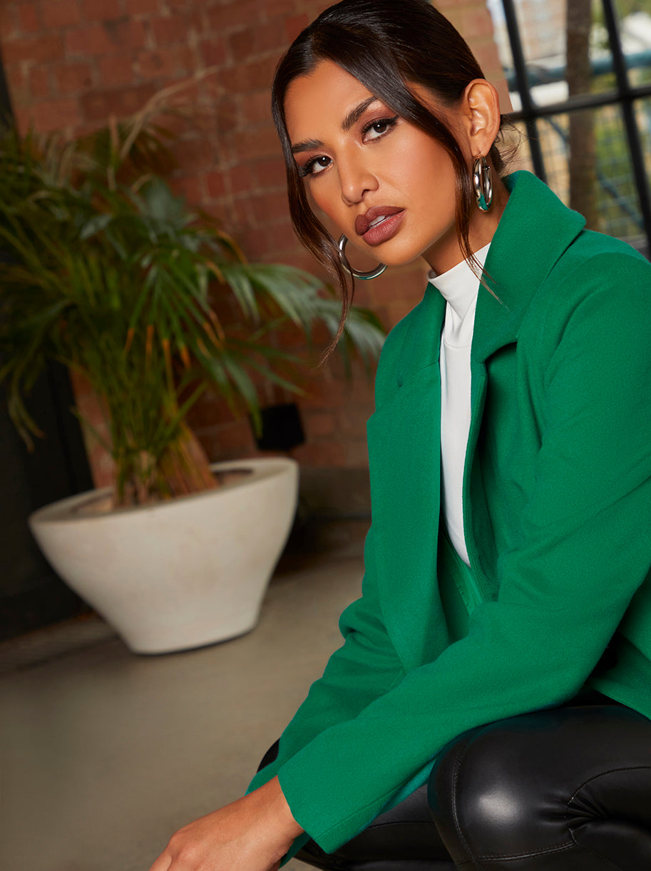 Single Breasted Coat in Green