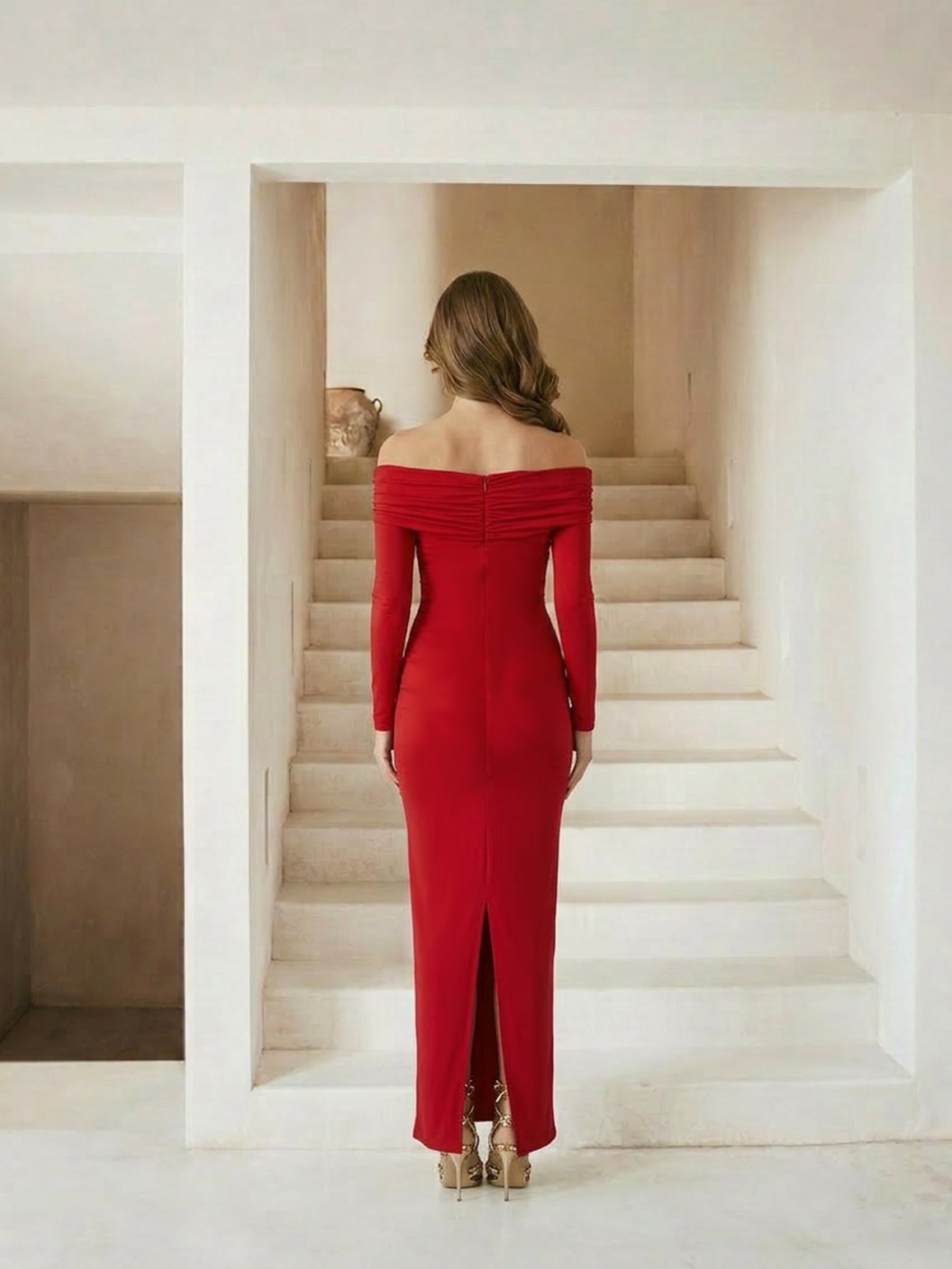 Bardot Hardware Detail Maxi Dress in Red