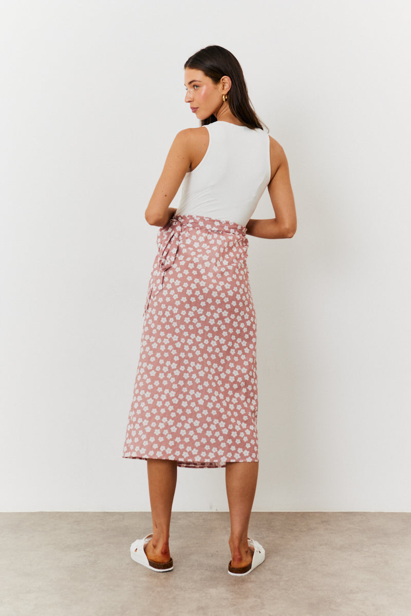 Maternity Floral Print Wrap Front Midi Skirt