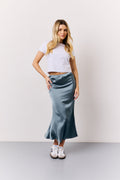Petrol Blue Satin Midaxi Skirt