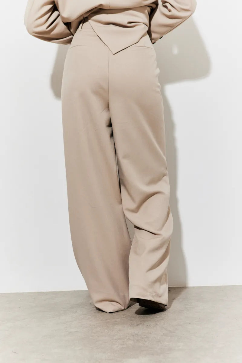 In The Style Tailored High Waist Trousers in Taupe
