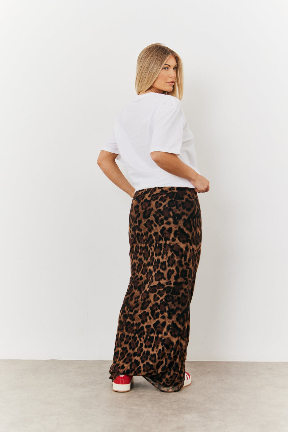 Leopard Mesh Maxi Skirt
