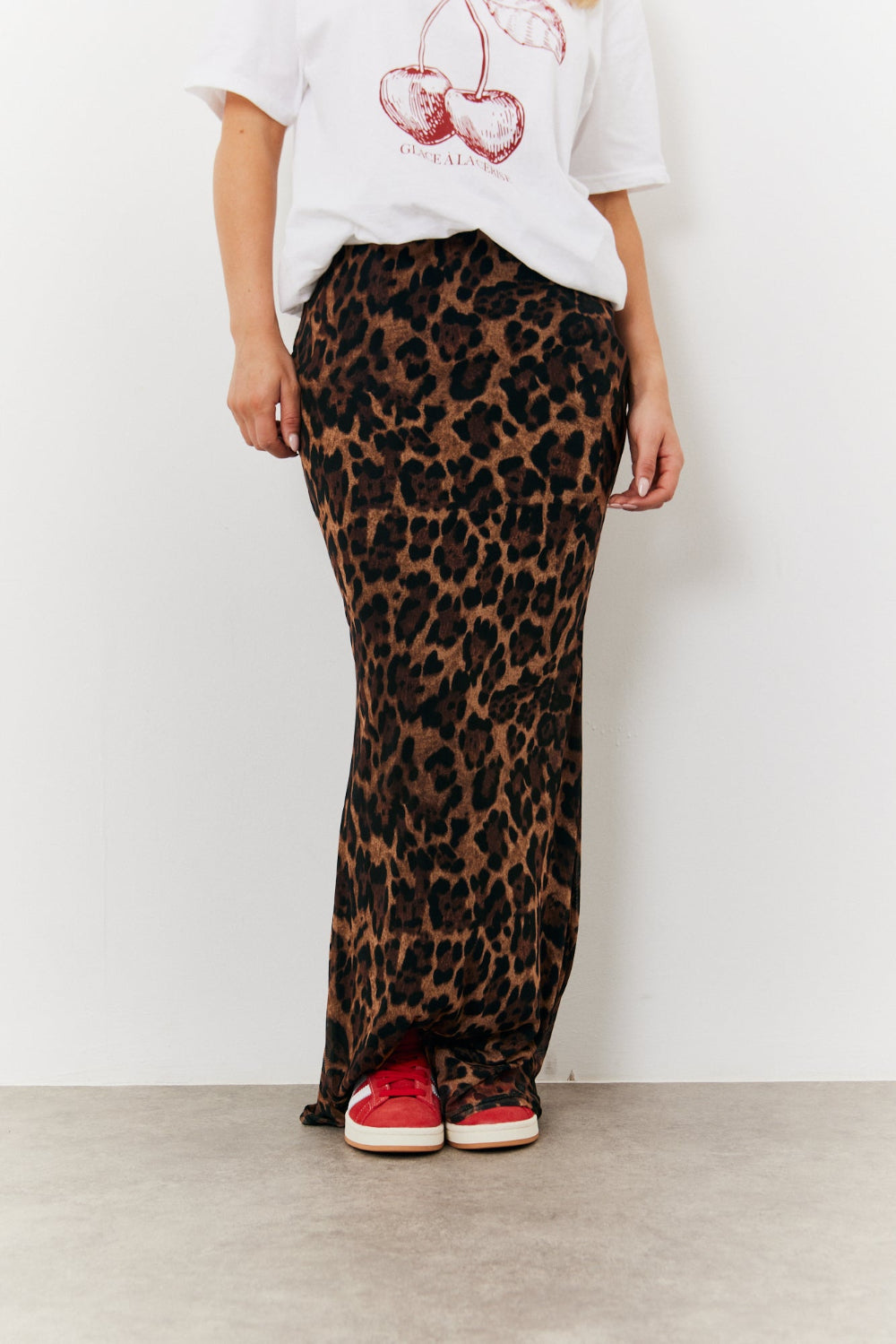 Leopard Mesh Maxi Skirt