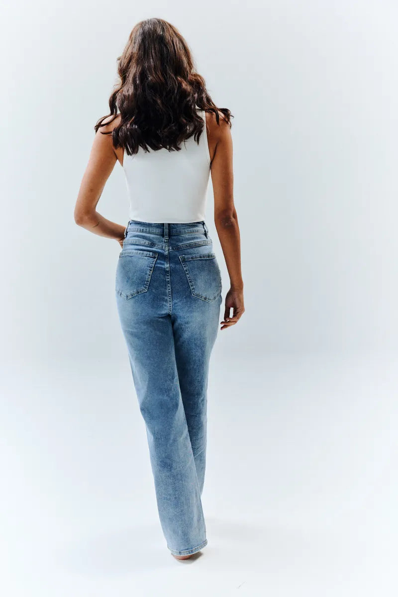 In The Style Sienna Straight Leg Jean in Light Blue