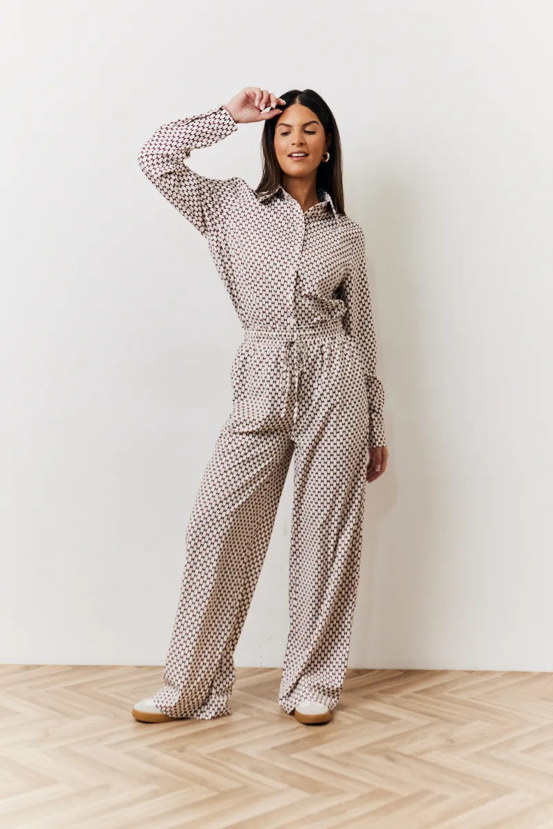 In The Style Geo Printed Wide Leg Trousers in Monochrome