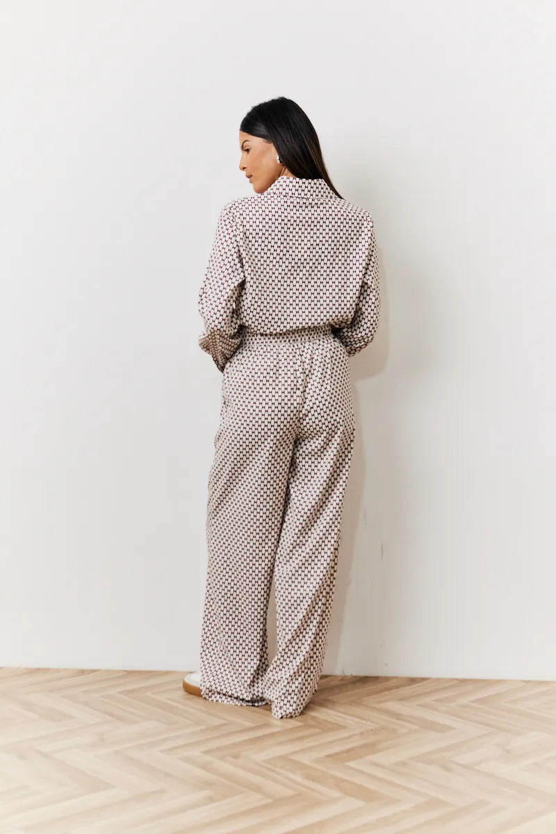 In The Style Geo Printed Wide Leg Trousers in Monochrome