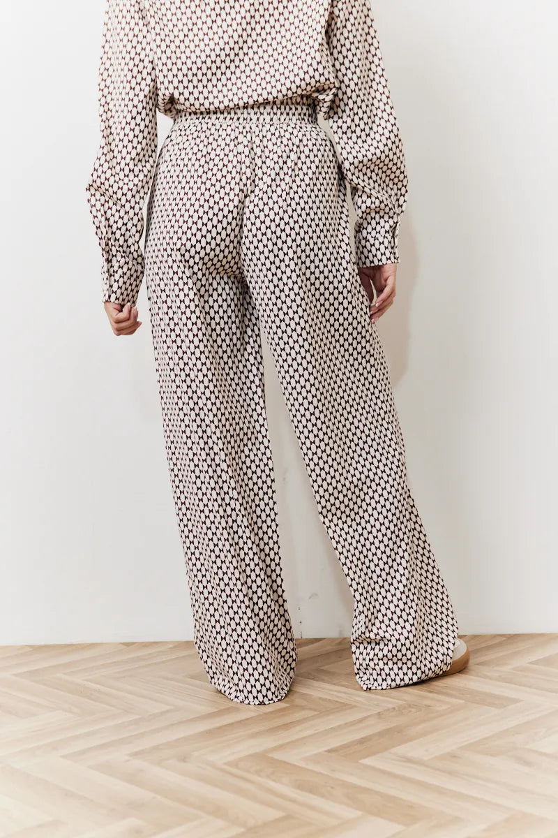 In The Style Geo Printed Wide Leg Trousers in Monochrome