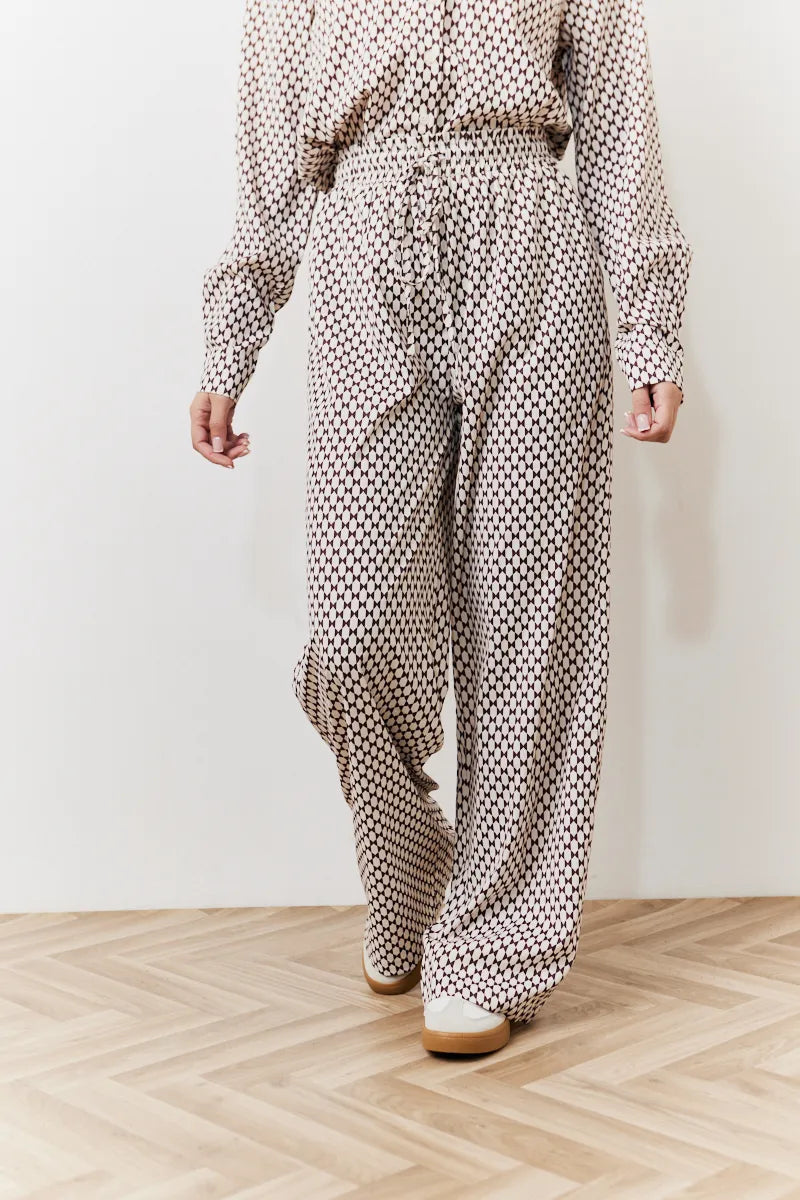 In The Style Geo Printed Wide Leg Trousers in Monochrome